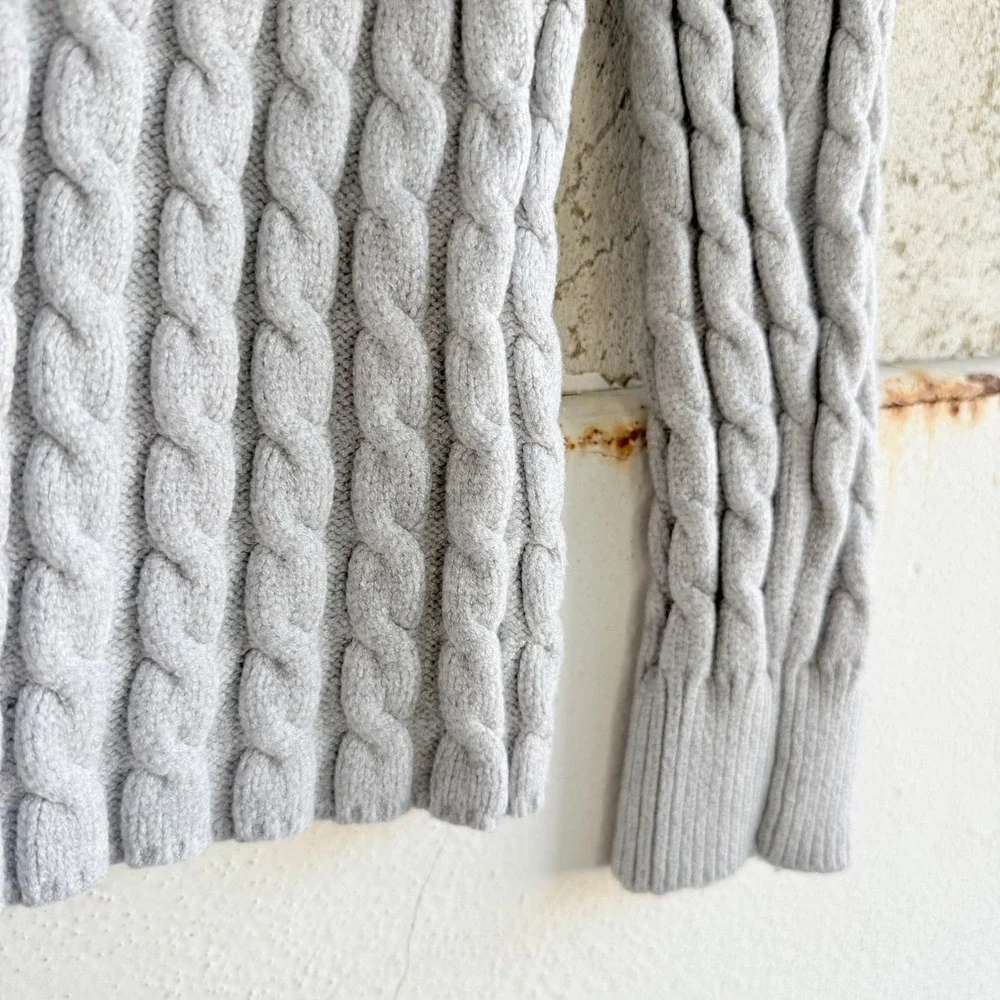 Philosophy Sweater Cable Knit Mock Neck Pullover Womens S Cozy Minimalist